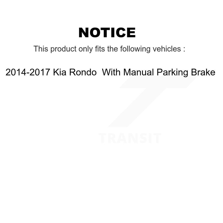 Rear Disc Brake Rotors And Ceramic Pads Kit For 2014-2017 Kia Rondo With Manual Parking K8C-102080