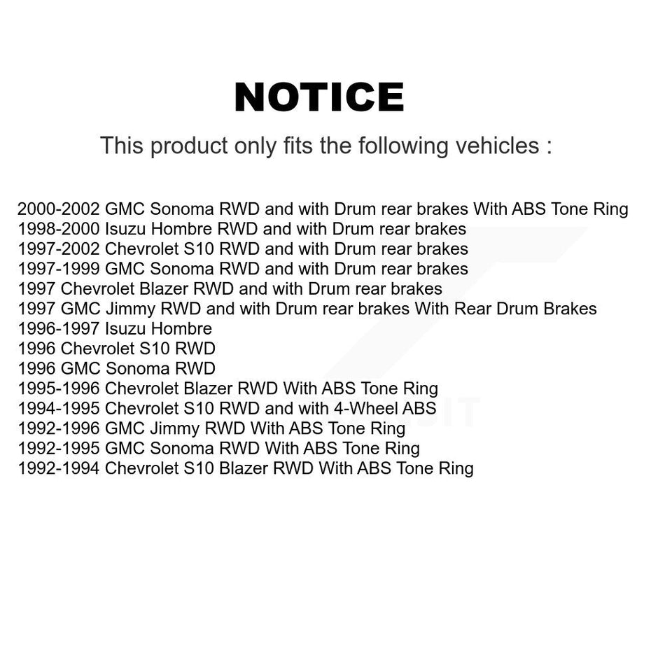 Front Rear Disc Brake Rotors Hub Assembly Ceramic Pads And Drum Kit (7Pc) For Chevrolet S10 GMC Sonoma Blazer Jimmy Isuzu Hombre K8C-102742