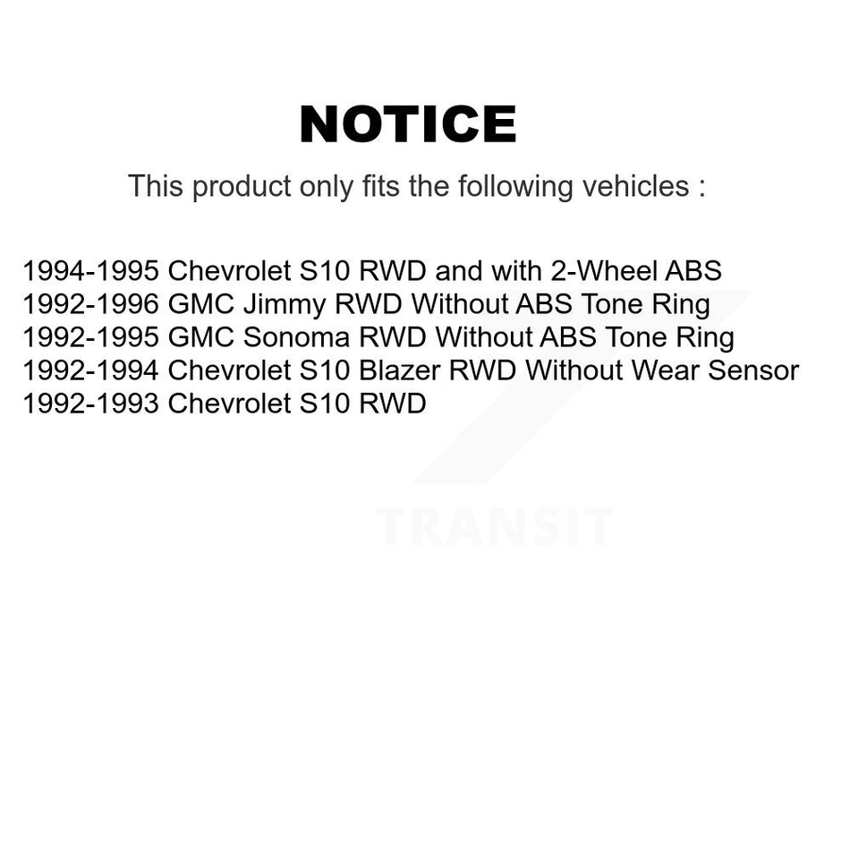 Front Rear Disc Brake Rotors Hub Assembly Ceramic Pads And Drum Kit For Chevrolet S10 GMC Sonoma Jimmy Blazer K8C-102757
