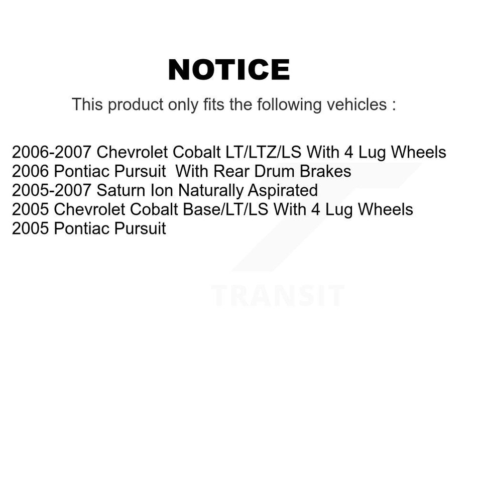 Front Rear Disc Brake Rotors Ceramic Pads And Drum Kit (9Pc) For Chevrolet Cobalt Saturn Ion Pontiac G5 Pursuit K8C-102877