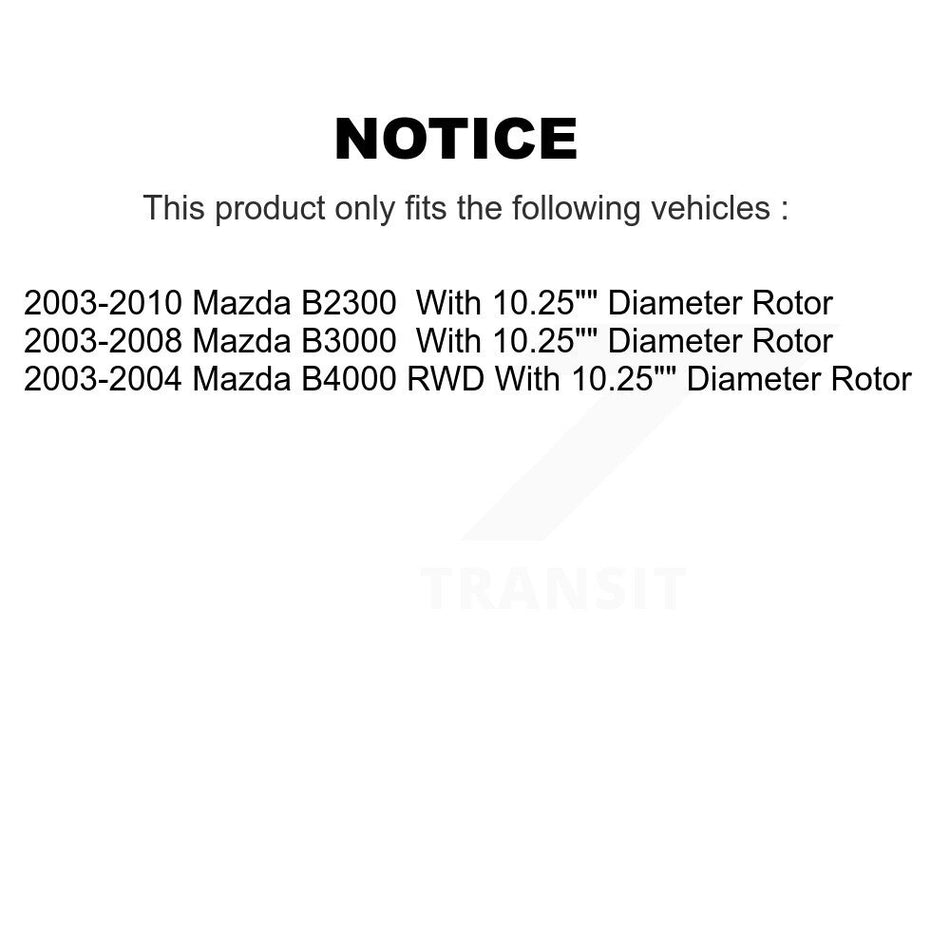 Front Disc Brake Rotors Hub Assembly And Semi-Metallic Pads Kit For Mazda B2300 B3000 B4000 With 10.25" Diameter Rotor K8F-100682