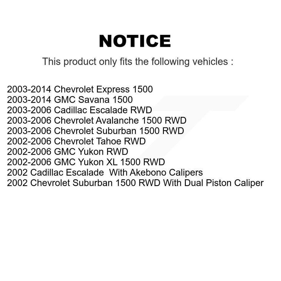 Rear Disc Brake Rotors And Semi-Metallic Pads Kit For Chevrolet Tahoe GMC Suburban 1500 Yukon Avalanche XL Express Cadillac Escalade Savana K8F-101514