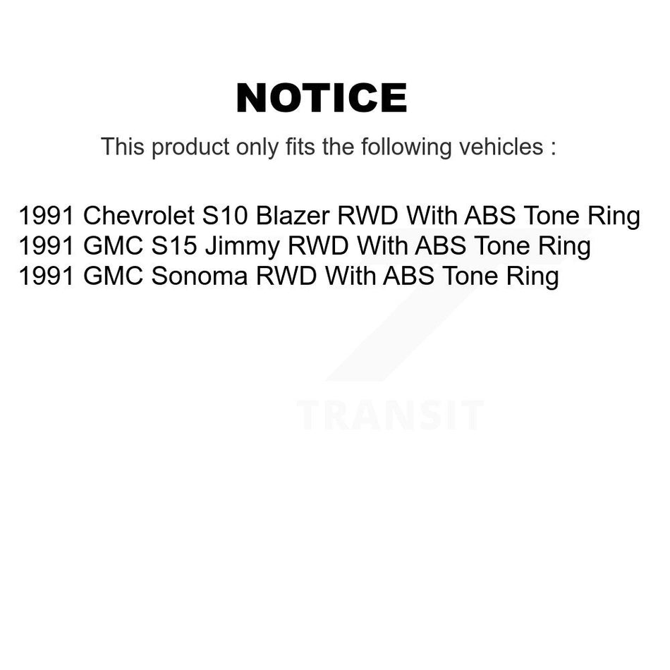 Front Rear Disc Brake Rotors Hub Assembly Semi-Metallic Pads And Drum Kit (7Pc) For 1991-1991 GMC Sonoma Chevrolet S10 Blazer S15 Jimmy With ABS Tone Ring RWD K8F-102256