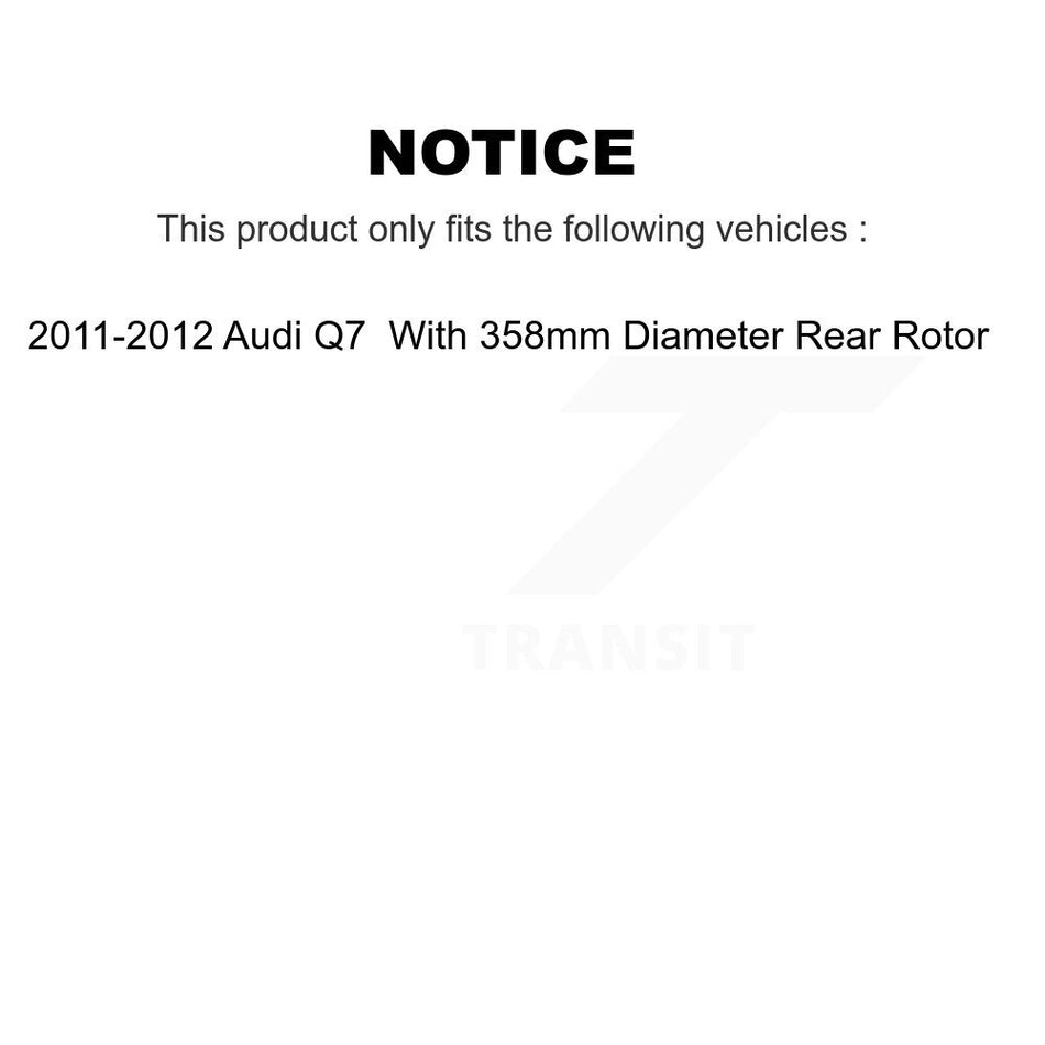 Front Rear Disc Brake Rotors And Semi-Metallic Pads Kit (6Pc) For 2011-2012 Audi Q7 With 358mm Diameter Rotor K8F-102620