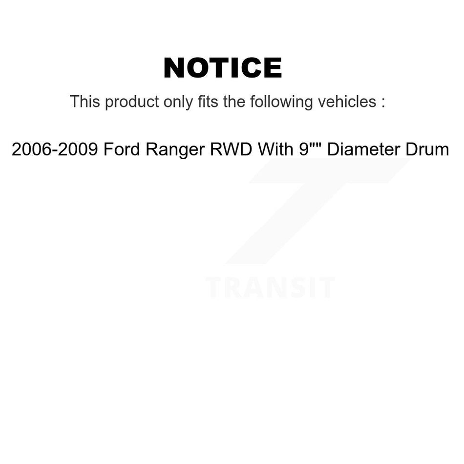 Front Rear Disc Brake Rotors Hub Assembly Semi-Metallic Pads And Drum Kit For 2006-2009 Ford Ranger RWD With 9" Diameter K8F-103387