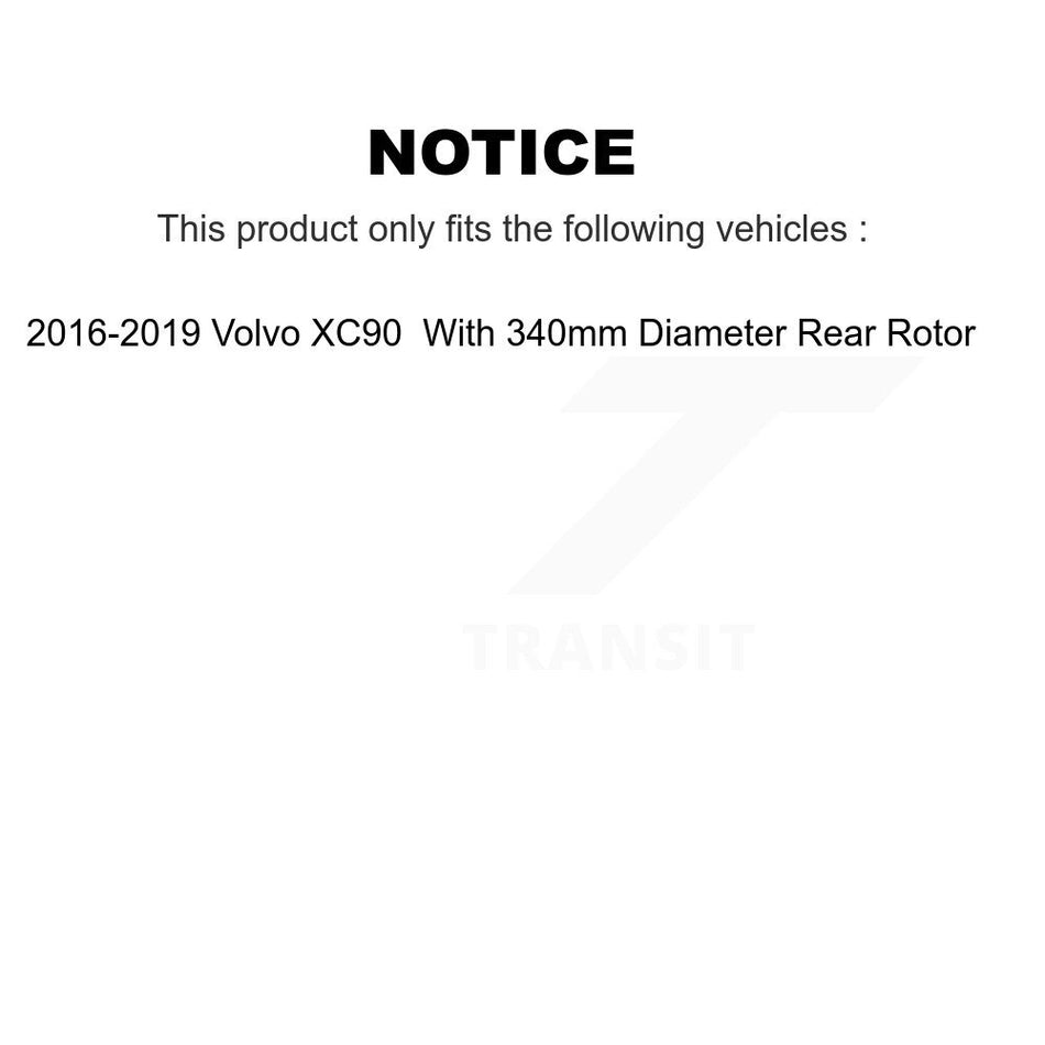 Rear Disc Brake Rotors And Semi-Metallic Pads Kit For 2016-2019 Volvo XC90 With 340mm Diameter Rotor K8F-103528