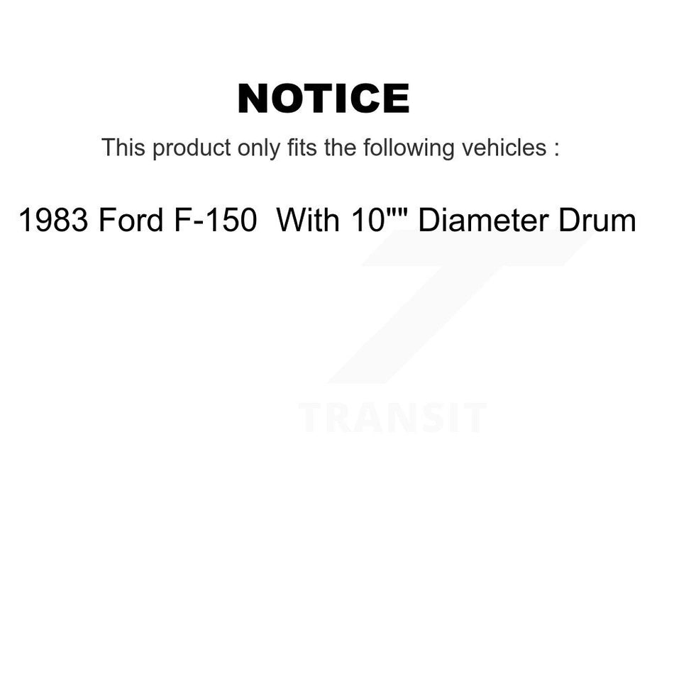 Rear Brake Drum Shoes Spring And Cylinders Kit (6Pc) For 1983 Ford F-150 With 10" Diameter K8N-100621