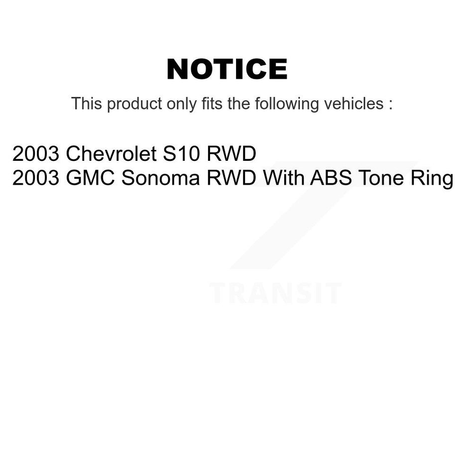 Front Disc Brake Rotors Hub Assembly And Semi-Metallic Pads Kit For 2003-2003 Chevrolet S10 GMC Sonoma RWD K8S-100689