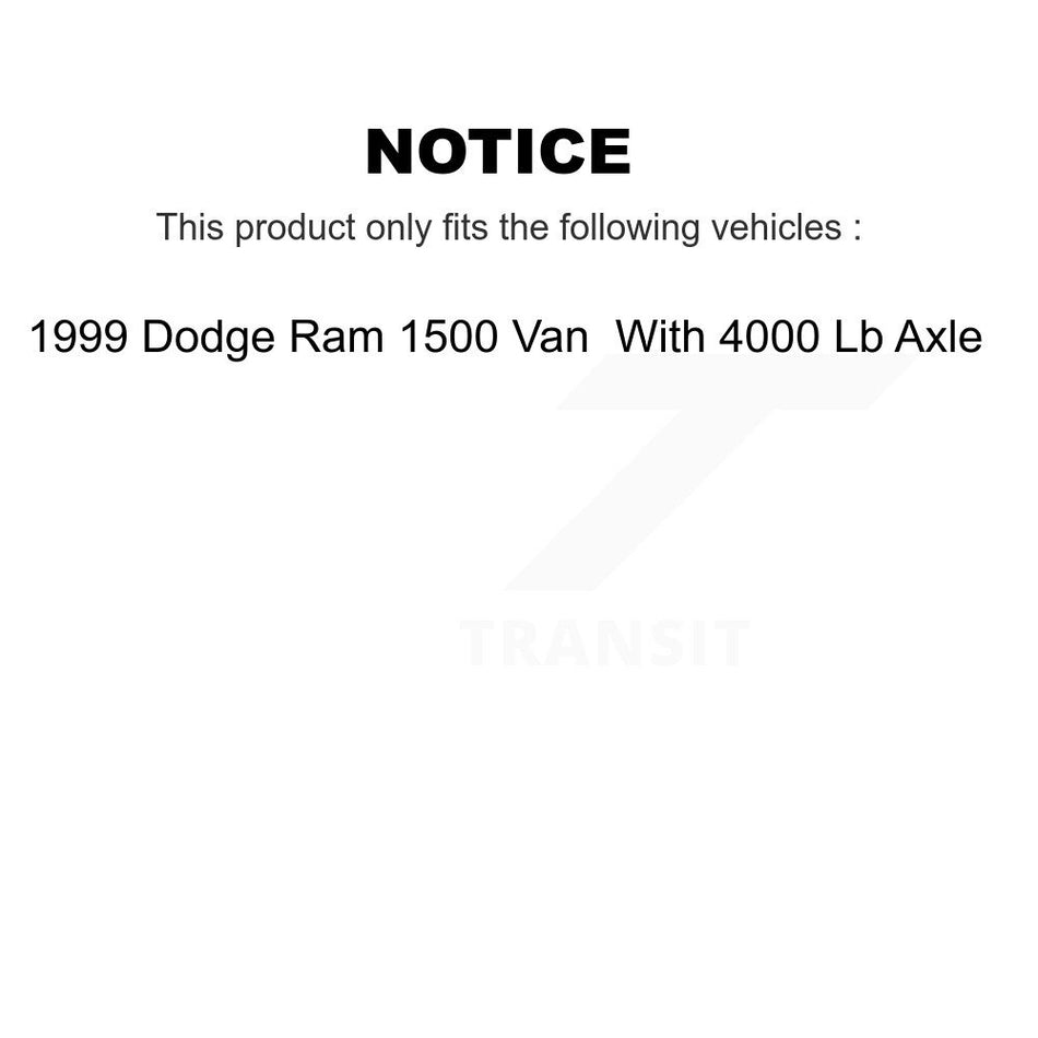 Front Disc Brake Rotors Hub Assembly And Semi-Metallic Pads Kit For 1999 Dodge Ram 1500 Van With 4000 Lb Axle K8S-100743