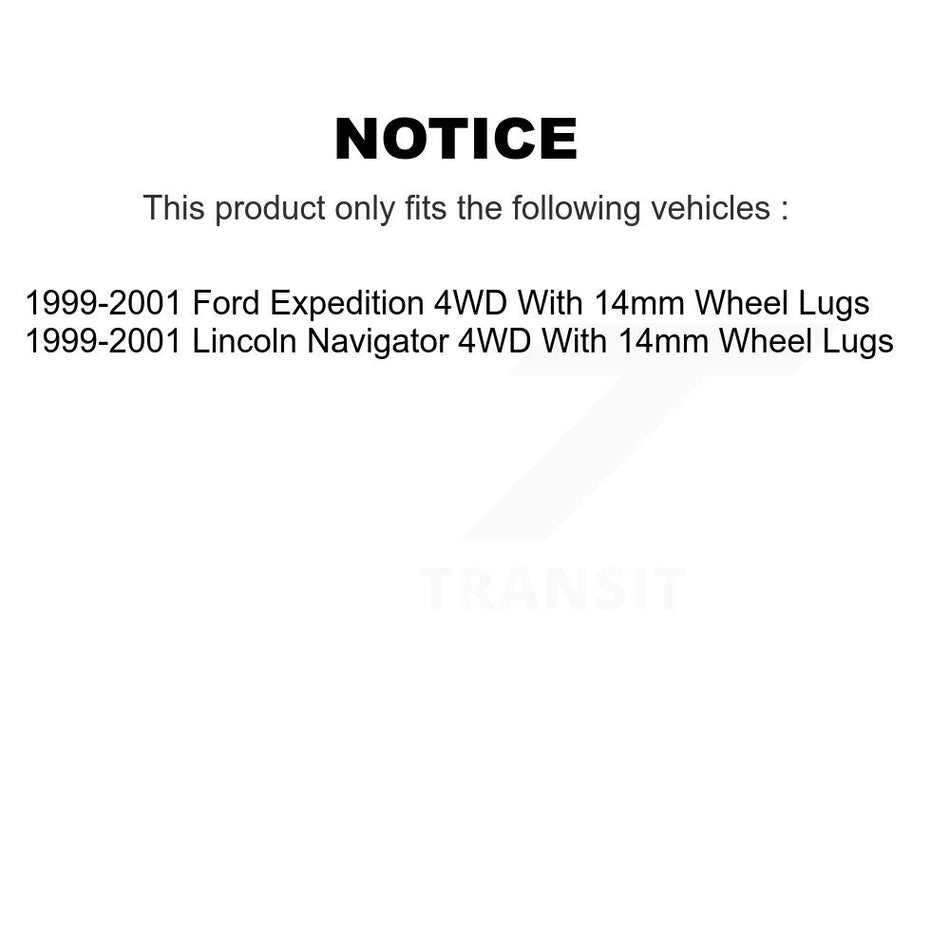 Front Rear Disc Brake Rotors And Semi-Metallic Pads Kit For 1999-2001 Ford Expedition Lincoln Navigator With 14mm Wheel Lugs 4WD K8S-100876