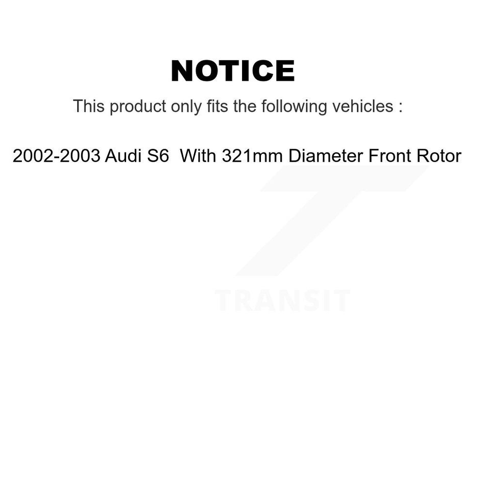 Front Rear Disc Brake Rotors And Semi-Metallic Pads Kit For 2002-2003 Audi S6 With 321mm Diameter Rotor Single Piston Caliper K8S-101154