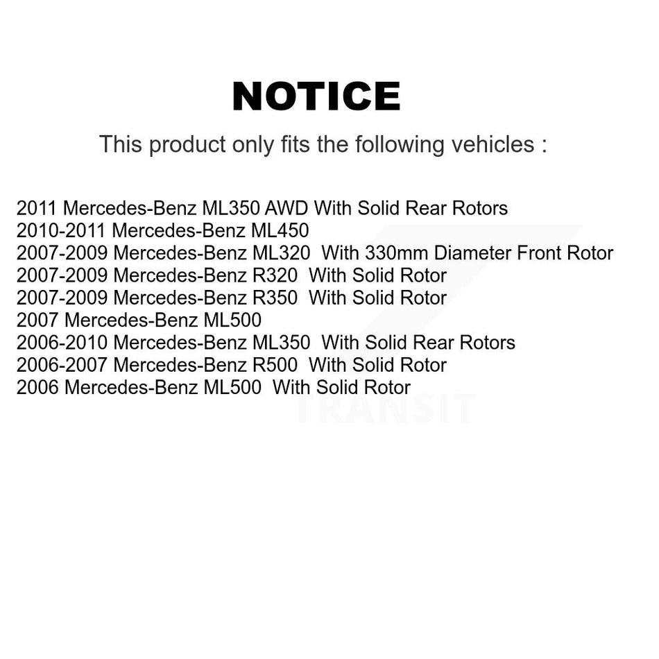 Front Rear Disc Brake Rotors And Semi-Metallic Pads Kit For Mercedes-Benz ML350 R350 ML500 ML320 R500 R320 ML450 K8S-101293