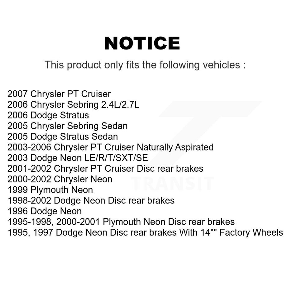 Rear Disc Brake Rotors And Semi-Metallic Pads Kit For Chrysler PT Cruiser Dodge Neon Sebring Stratus Plymouth K8S-101651