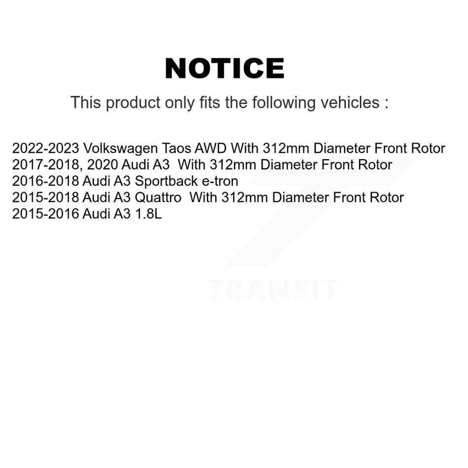 Front Rear Disc Brake Rotors And Semi-Metallic Pads Kit For Audi A3 Quattro Sportback e-tron K8S-102687