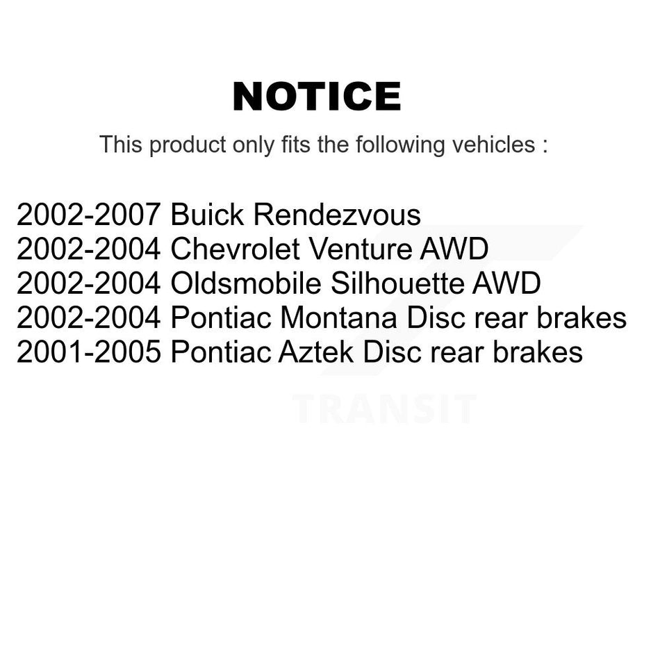 Rear Disc Brake Rotors And Semi-Metallic Pads Kit For Buick Rendezvous Chevrolet Venture Pontiac Montana Aztek Oldsmobile Silhouette K8S-103005