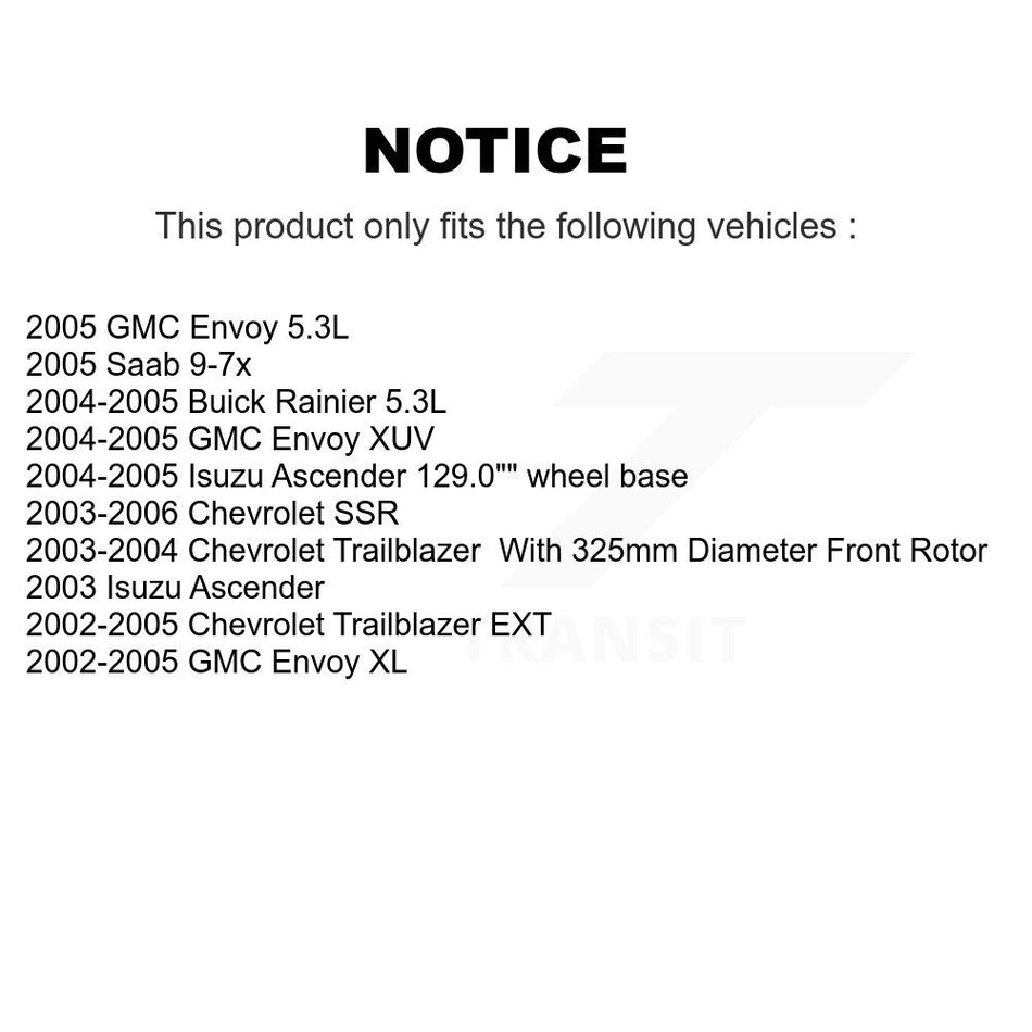 Front Disc Brake Rotors And Ceramic Pads Kit For Chevrolet Trailblazer GMC EXT Envoy XL Buick Rainier XUV SSR Isuzu Ascender Saab 9-7x K8T-100027