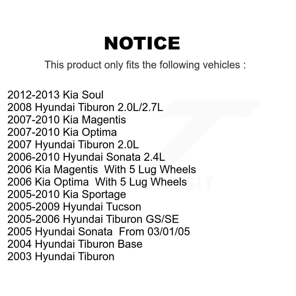 Front Disc Brake Rotors And Ceramic Pads Kit For Hyundai Kia Sonata Soul Sportage Tucson Optima Tiburon Magentis K8T-100392