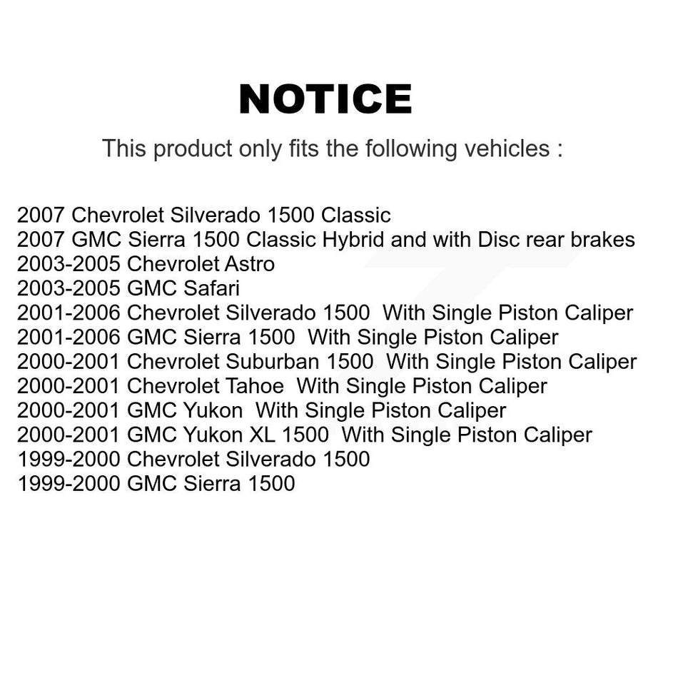 Rear Disc Brake Rotors And Ceramic Pads Kit For Chevrolet Silverado 1500 GMC Sierra Tahoe Classic Suburban Astro Yukon XL Safari K8T-101626