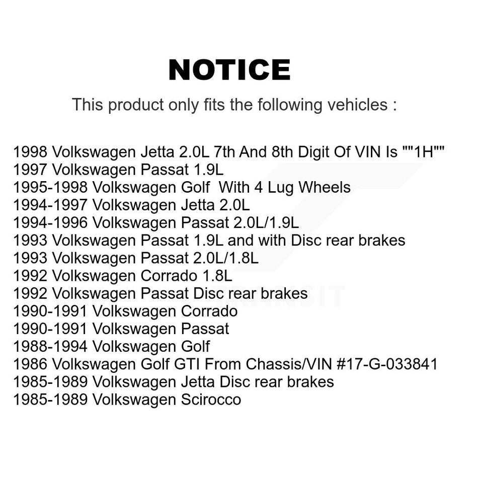 Rear Disc Brake Rotors Hub Assembly And Ceramic Pads Kit For Volkswagen Jetta Golf Passat Corrado Scirocco K8T-102120
