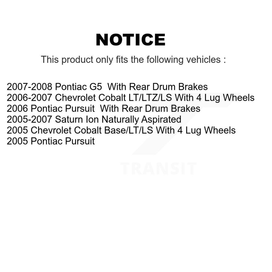 Front Rear Disc Brake Rotors Ceramic Pads And Drum Kit (9Pc) For Chevrolet Cobalt Saturn Ion Pontiac G5 Pursuit K8T-102638