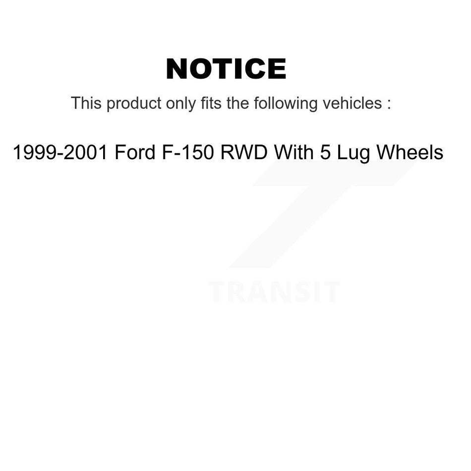 Front Rear Disc Brake Rotors Hub Assembly Ceramic Pads And Drum Kit (7Pc) For 1999 Ford F-150 RWD With 5 Lug Wheels 14mm Wheel Lugs K8T-102730