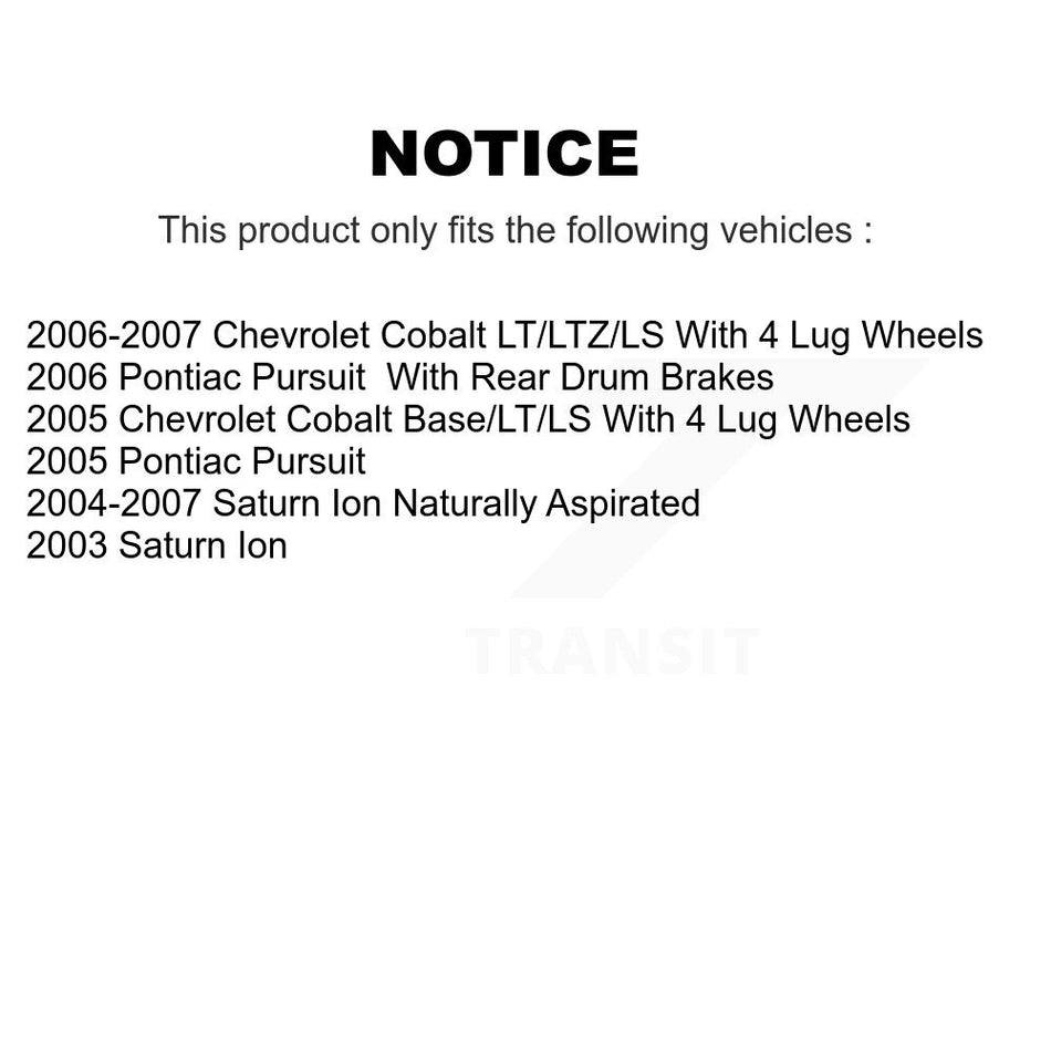 Front Rear Disc Brake Rotors Ceramic Pads And Drum Kit (7Pc) For Chevrolet Cobalt Saturn Ion Pontiac G5 Pursuit K8T-102742