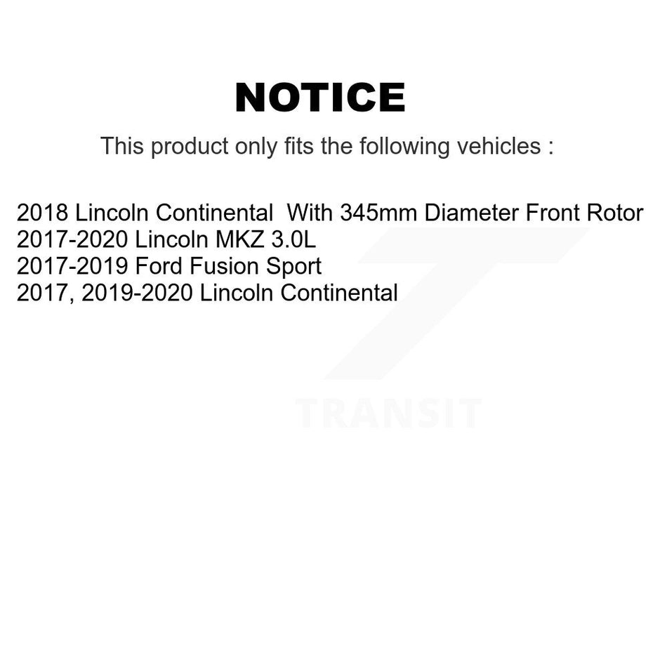 Front Disc Brake Rotors And Ceramic Pads Kit For Ford Fusion Lincoln MKZ Continental K8T-102846