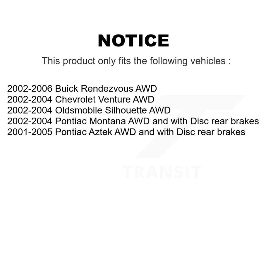 Front Rear Disc Brake Rotors And Ceramic Pads Kit For Buick Rendezvous Chevrolet Venture Pontiac Montana Aztek Oldsmobile Silhouette K8T-103261