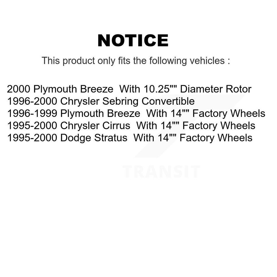 Front Hub Bearing Assembly With Disc Brake Rotors And Ceramic Pads Kit For Chrysler Sebring Dodge Stratus Cirrus Plymouth Breeze KBB-100411