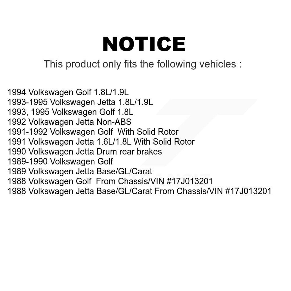 Front Wheel Bearing With Disc Brake Rotors And Semi-Metallic Pads Kit For Volkswagen Jetta Golf KBB-102498