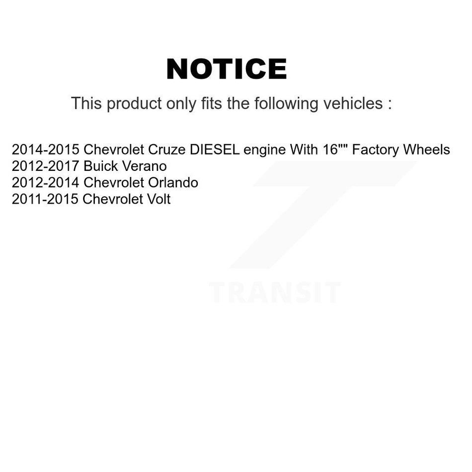 Front Hub Bearing Assembly With Coated Disc Brake Rotors And Semi-Metallic Pads Kit For Chevrolet Cruze Buick Verano Volt Orlando KBB-103701