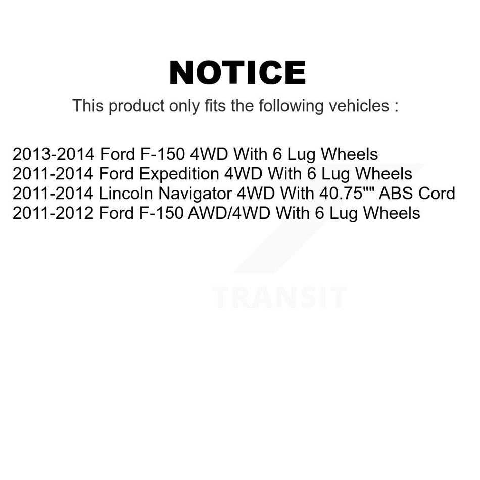 Front Hub Bearing Assembly With Coated Disc Brake Rotors And Semi-Metallic Pads Kit For Ford F-150 Expedition Lincoln Navigator KBB-104381