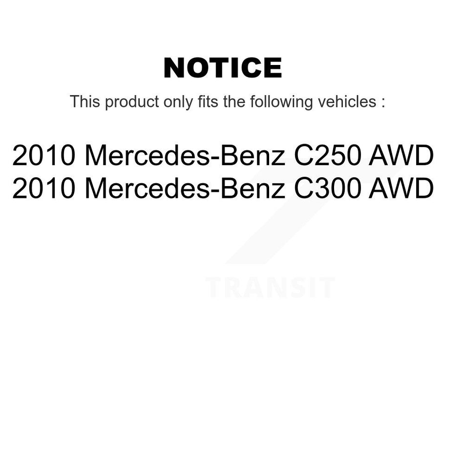 Front Rear Wheel Hub Bearings Assembly Disc Brake Rotors And Ceramic Pads Kit (10Pc) For 2010-2010 Mercedes-Benz C300 C250 AWD KBB-107143