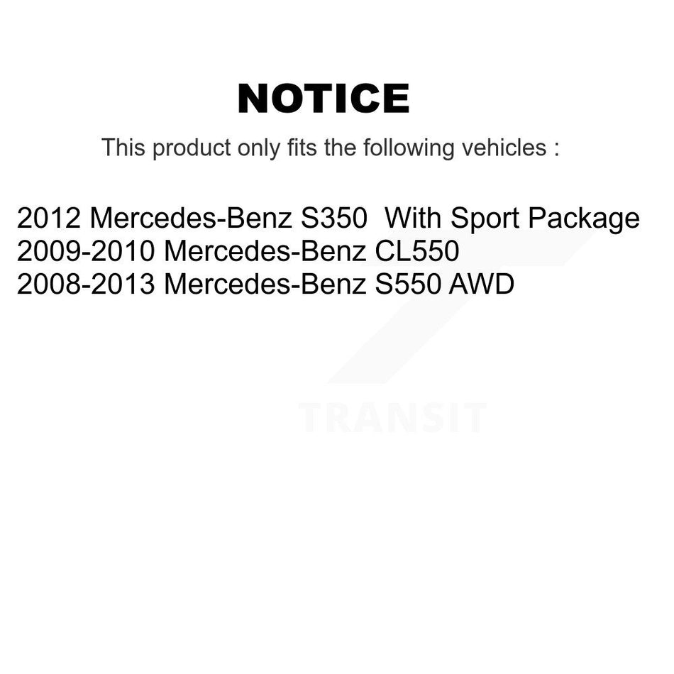 Front Rear Wheel Hub Bearings Assembly Coated Disc Brake Rotors And Semi-Metallic Pads Kit (10Pc) For Mercedes-Benz S550 CL550 S350 KBB-108145