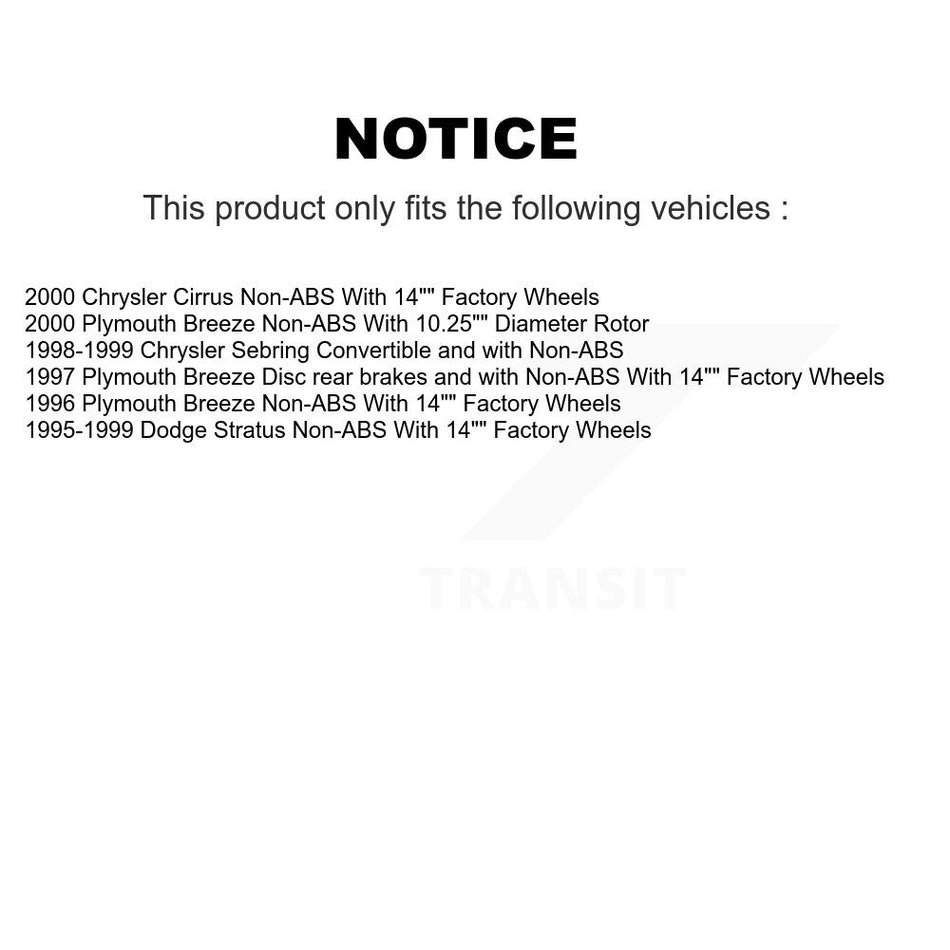 Front Rear Hub Bearings Assembly Disc Brake Rotors And Ceramic Pads Kit (10Pc) For Chrysler Dodge Stratus Sebring Cirrus Plymouth Breeze KBB-110186