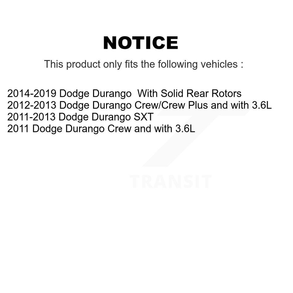 Front Rear Wheel Hub Bearings Assembly Coated Disc Brake Rotors And Semi-Metallic Pads Shoes Kit (10Pc) For Dodge Durango KBB-112333