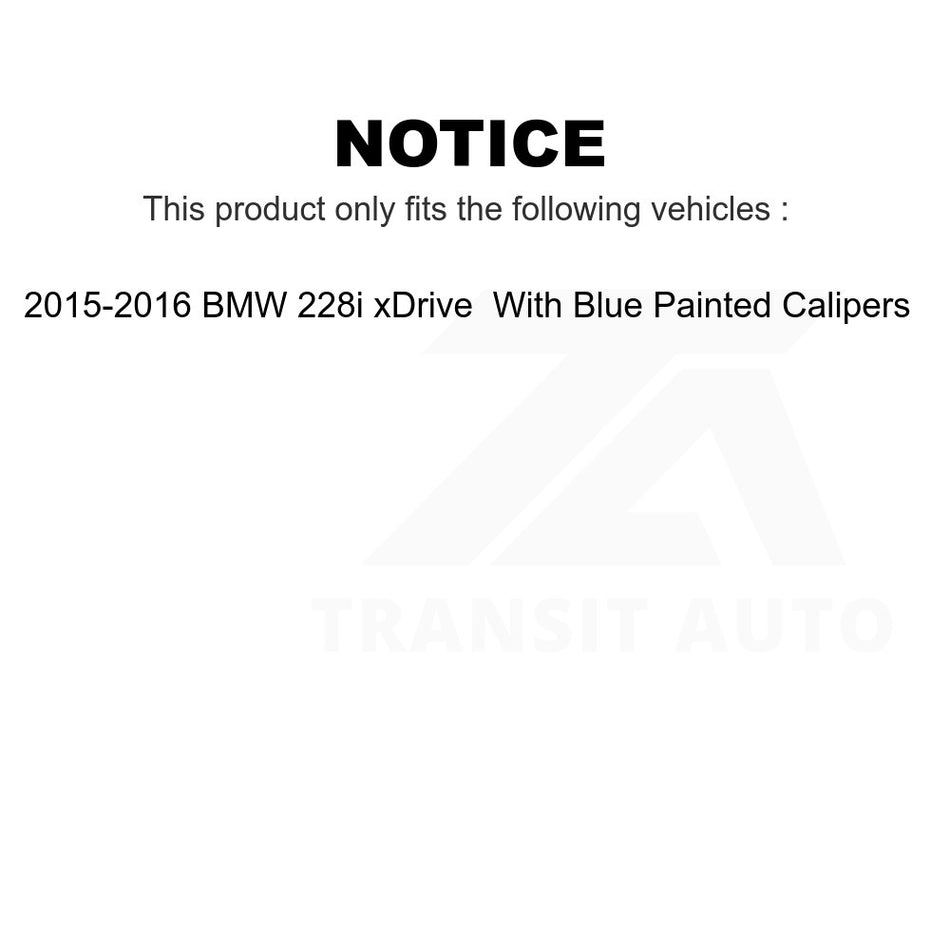 Front Rear Wheel Hub Bearings Assembly Disc Brake Rotors And Ceramic Pads Shoes Kit (10Pc) For 2015-2016 BMW 228i xDrive With Blue Painted Calipers KBB-113496