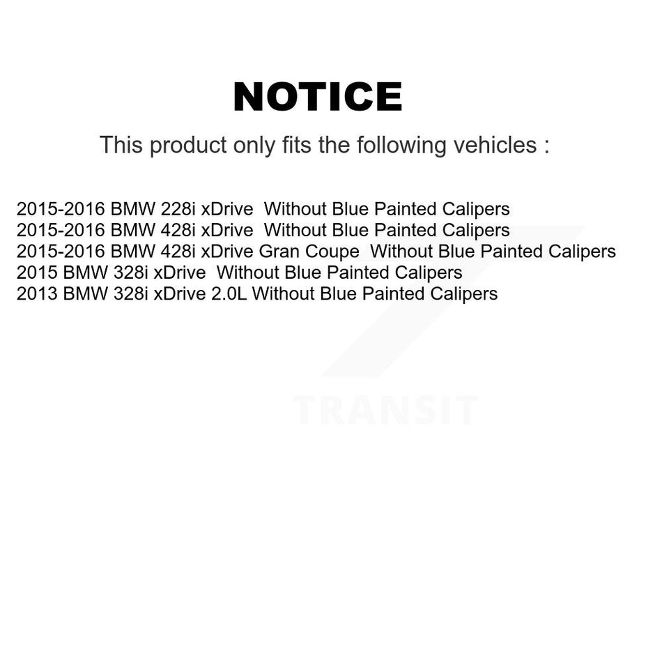 Front Hub Bearing Assembly With Disc Brake Rotors And Semi-Metallic Pads Kit For BMW 328i xDrive 428i Gran Coupe 228i Without Blue Painted Calipers M Sport Package KBB-114097