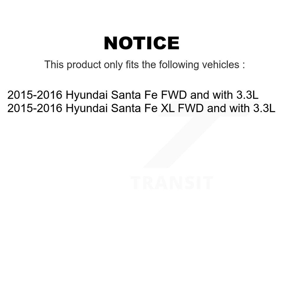 Front Rear Hub Bearings Assembly Coated Disc Brake Rotors And Semi-Metallic Pads Kit (10Pc) For 2015-2016 Hyundai Santa Fe XL FWD with 3.3L KBB-115828