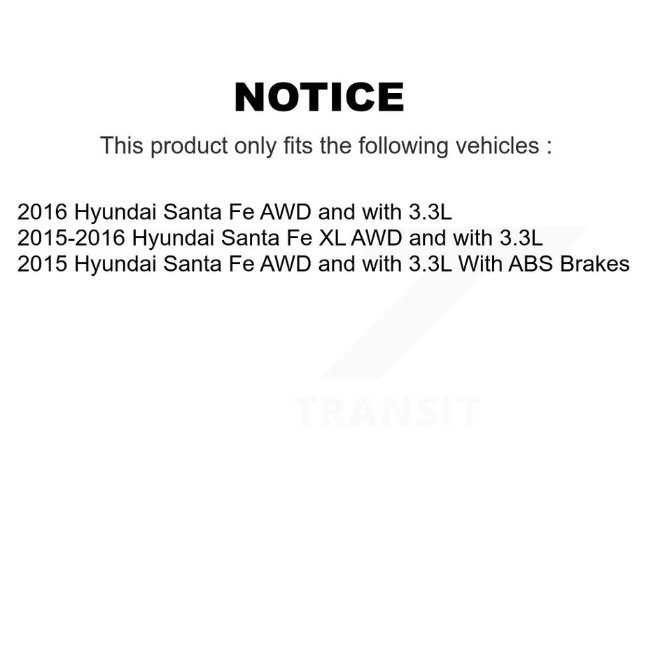 Front Rear Hub Bearings Assembly Coated Disc Brake Rotors And Semi-Metallic Pads Kit (10Pc) For Hyundai Santa Fe XL AWD with 3.3L KBB-116098