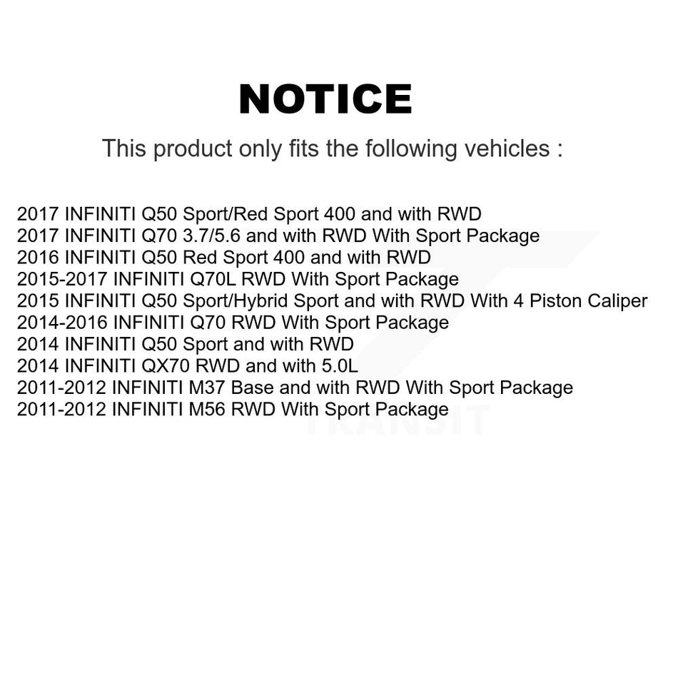 Front Rear Hub Bearings Assembly Disc Brake Rotors And Ceramic Pads Kit (10Pc) For INFINITI Q50 M37 Q70 Q70L QX70 M56 KBB-119345