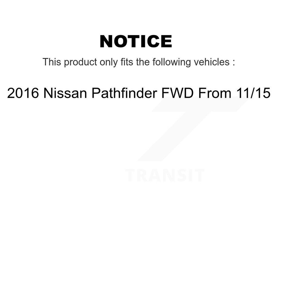 Front Rear Hub Bearings Assembly Disc Brake Rotors And Ceramic Pads Kit (10Pc) For 2016 Nissan Pathfinder FWD From 11 15 KBB-119447
