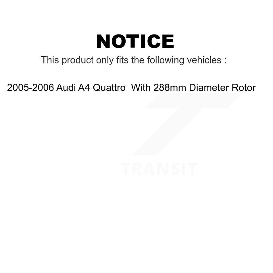 Front Rear Wheel Hub Bearings Assembly Disc Brake Rotors And Ceramic Pads Shoes Kit (10Pc) For 2005-2006 Audi A4 Quattro With 288mm Diameter Rotor KBB-119650