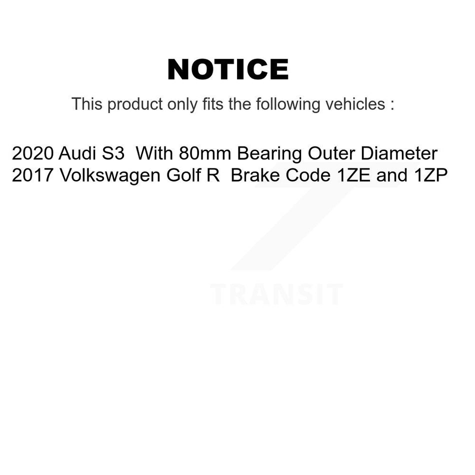Front Hub Bearing Assembly With Coated Disc Brake Rotors And Ceramic Pads Kit For Volkswagen Golf R Audi S3 KBB-121040