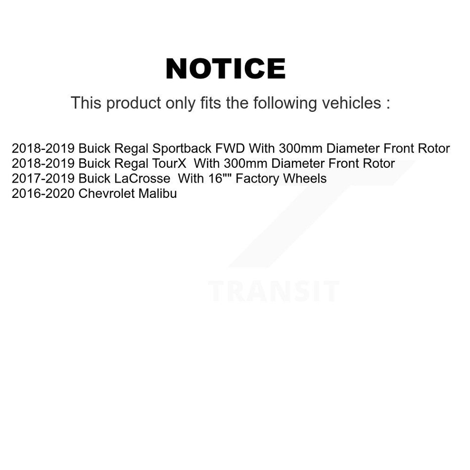 Front Hub Bearing Assembly With Coated Disc Brake Rotors And Semi-Metallic Pads Kit For Chevrolet Malibu Buick LaCrosse Regal Sportback TourX KBB-123532