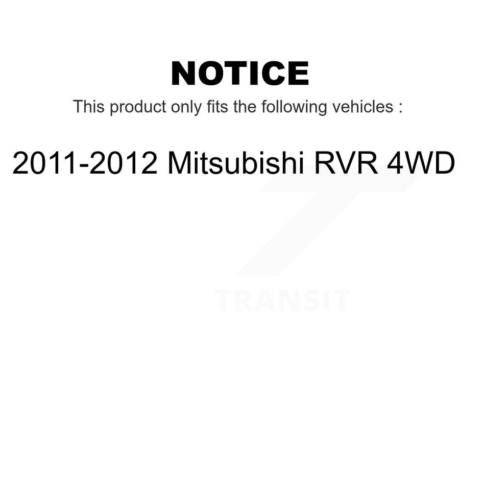 Front Hub Bearing Assembly With Coated Disc Brake Rotors And Ceramic Pads Kit For 2011-2012 Mitsubishi RVR 4WD KBB-123658