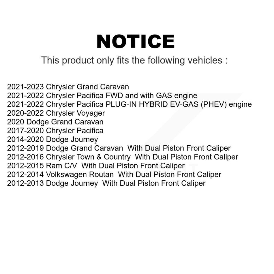 Front Coated Drilled Slotted Disc Brake Rotors Pair For Dodge Grand Caravan Chrysler Journey Town & Country Pacifica Ram C/V Volkswagen Routan Voyager KD-100035