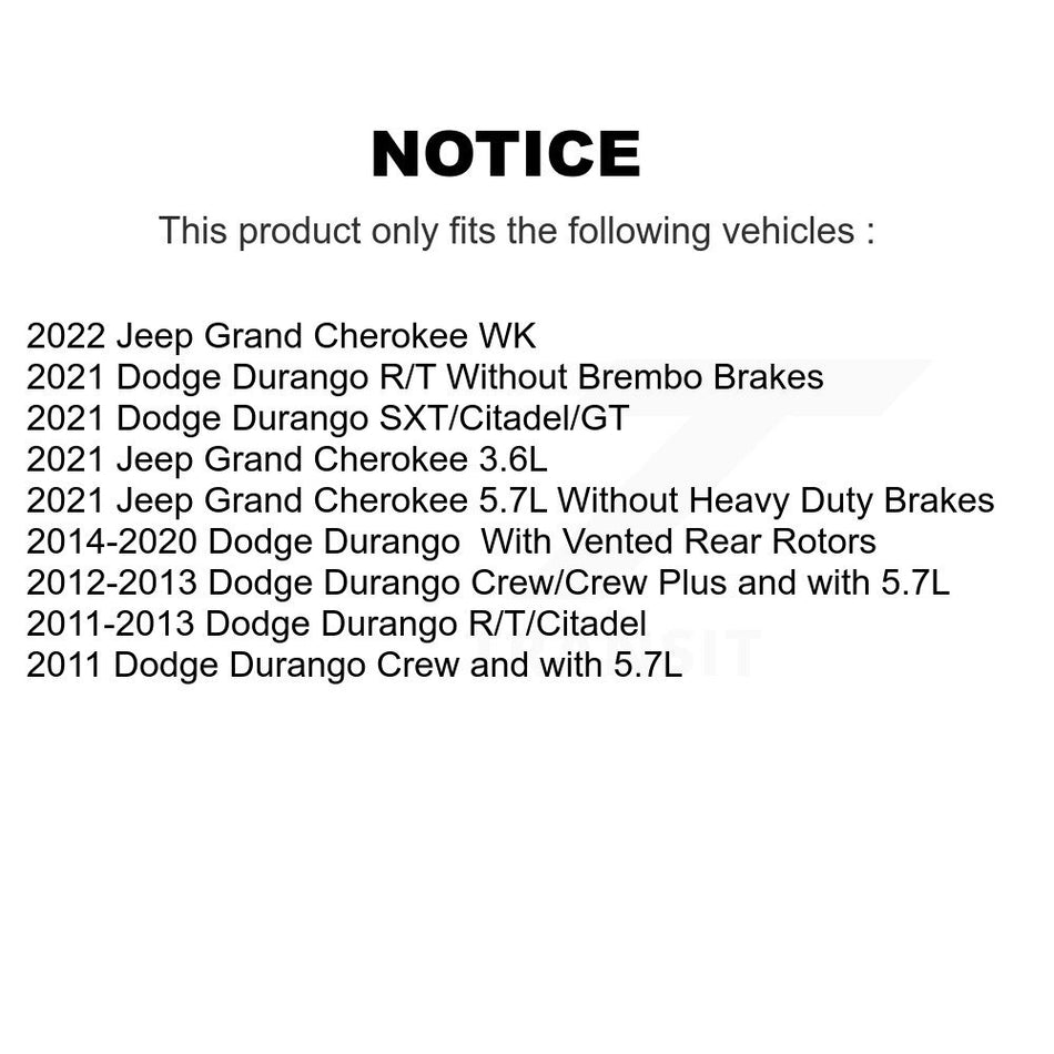 Front Rear Coated Drilled Slotted Disc Brake Rotors And Ceramic Pads Kit For Dodge Durango Jeep Grand Cherokee WK KDC-100344