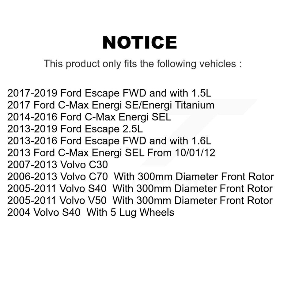 Front Coated Drilled Slotted Disc Brake Rotors And Semi-Metallic Pads Kit For Ford Escape Volvo C-Max S40 C70 C30 V50 KDF-100113