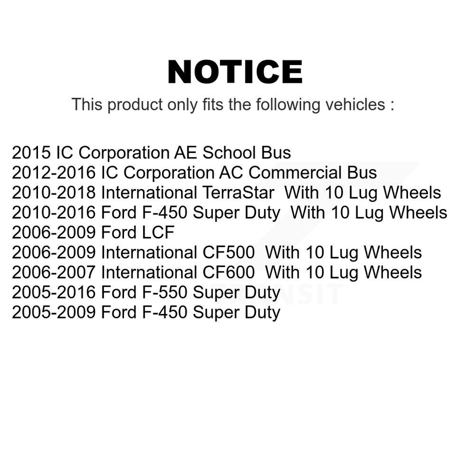 Rear Coat Drill Slot Disc Brake Rotor Semi-Metallic Pad Kit For Ford F-450 Super Duty F-550 International IC Corporation LCF CF500 CF600 TerraStar AE School Bus AC Commercial KDF-100435